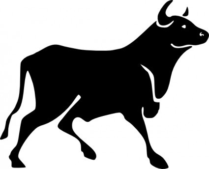 Charming full-black bull walking to the right tattoo design
