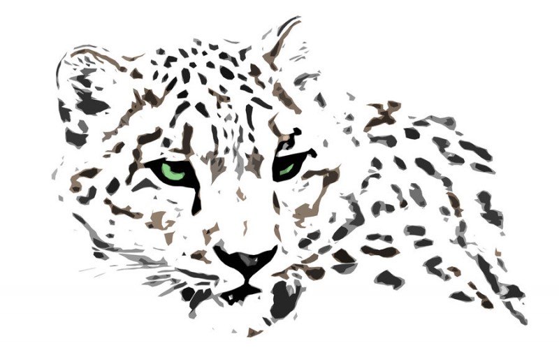 Charming green-eyed snow leopard tattoo design