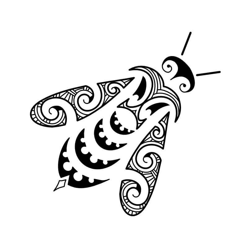 Charming maori-ornated bee tattoo design