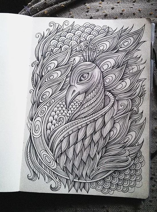 Charming peacock portrait tattoo design