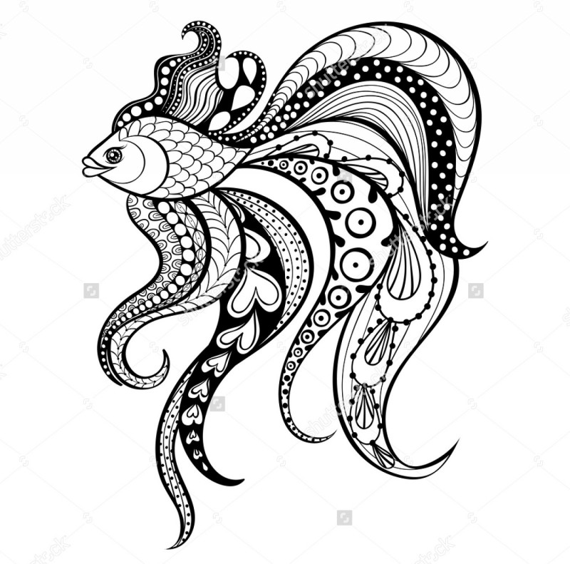 Charming water animal with a lot of different patterns tattoo design