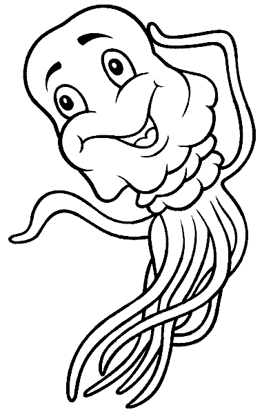Cheerful animated dancing jellyfish tattoo design