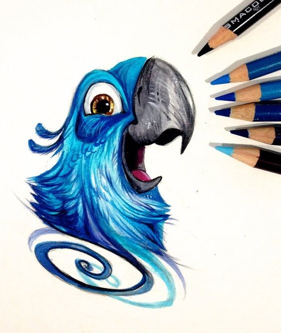 Cheerful bright blue animal tattoo design