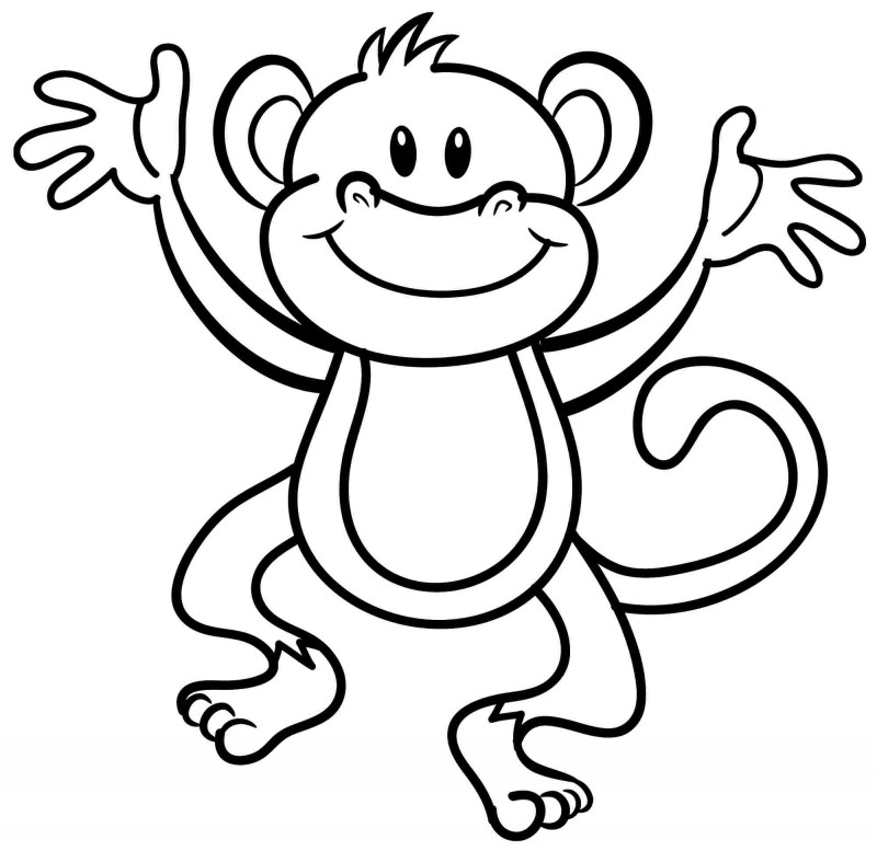 Cheerful outline monkey tattoo design