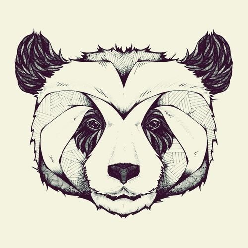 Chic panda face with line ornament tattoo design