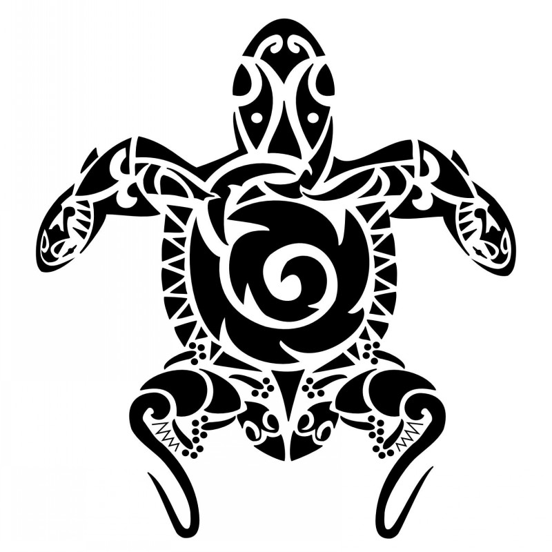 Chic tribal turtle tattoo design