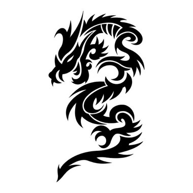 Classic black-ink dragon silhouette tattoo design