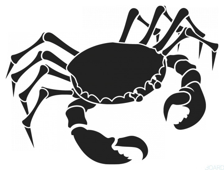 Classic black-ink round-testa crab tattoo design