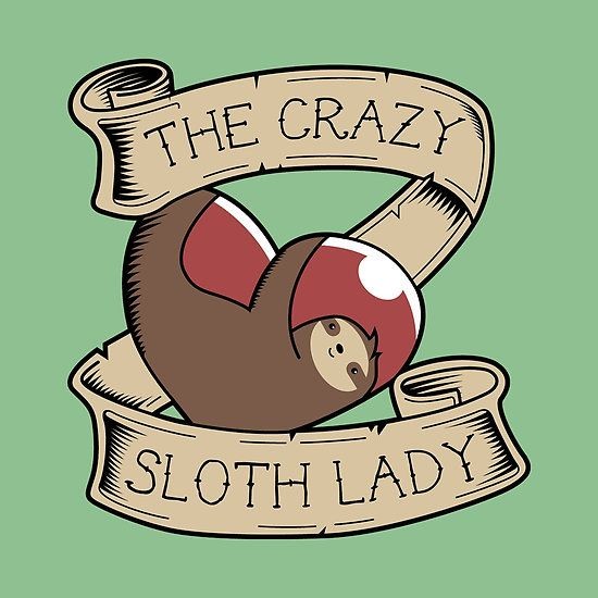 Colored sloth embracing a heart with banners tattoo design