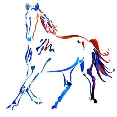 Colorful-line horse tattoo design