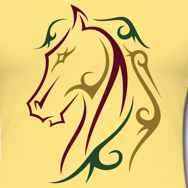 Colorful-line tribal horse head in profile tattoo design