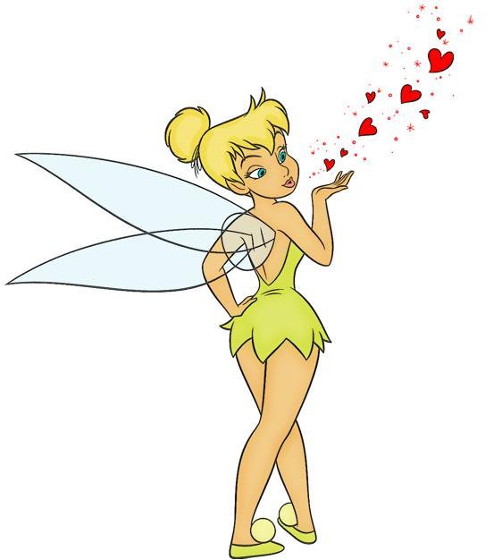 Colorful cartoon fairy blowing little red hearts tattoo design