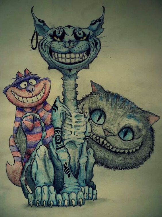 Colorful cheshire cats tattoo design
