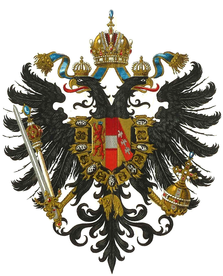 Colorful german geraldic bifurcated eagle tattoo design