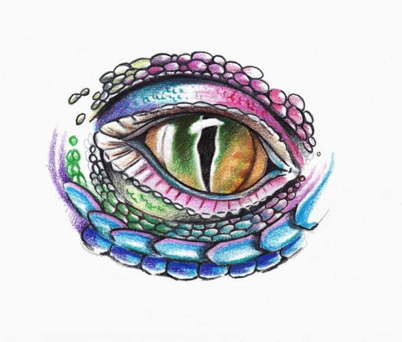 Colorful reptile eye tattoo design by Phantomphreaq