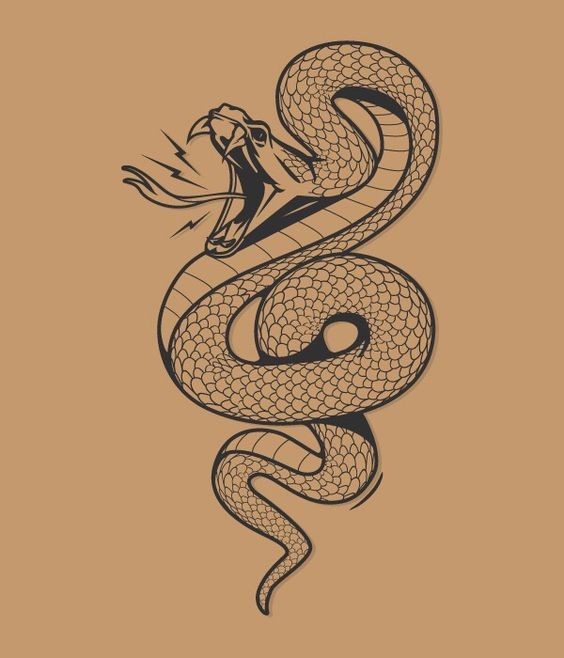 Colorless hissing reptile tattoo design