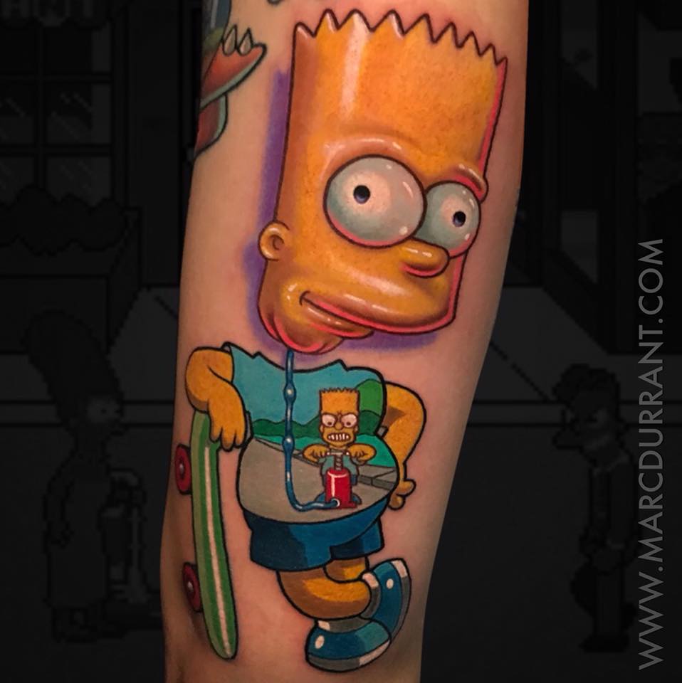 Cool Bart Simpson tattoo on arm