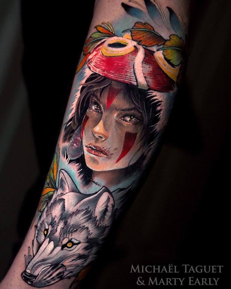 Cool Princess Mononoke tattoo on arm