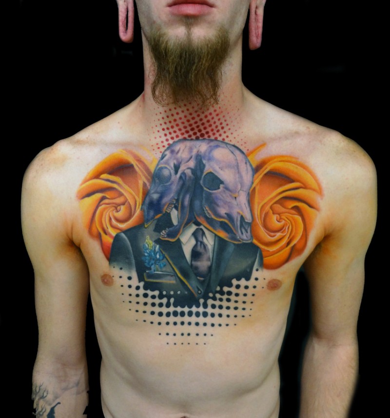 Cool abstract tattoo on chest