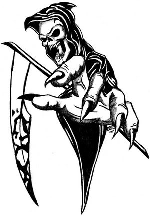 Cool black-ink death wanting to take your soul tattoo design
