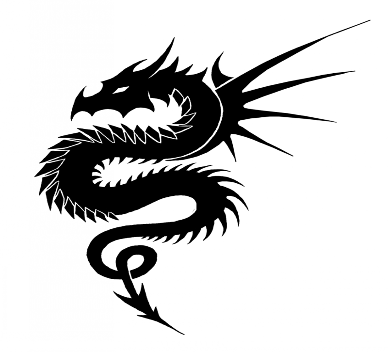 Cool black horned dragon tattoo design