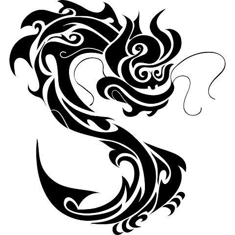 Cool black tribal chinese dragon tattoo design