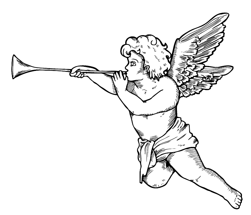Cool cherub angel with a pipe tattoo design