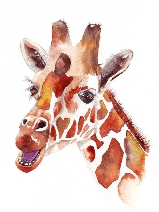 Cool colorful speaking giraffe head tattoo design