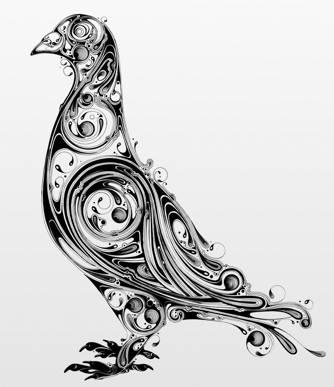 Cool dove with unusual ornament tattoo design