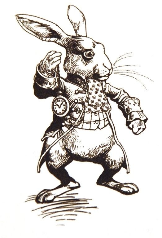 Cool dressed march hare keeping pocket clock tattoo design