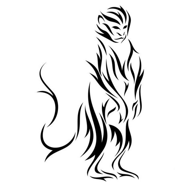 Cool flaming tribal monkey tattoo design