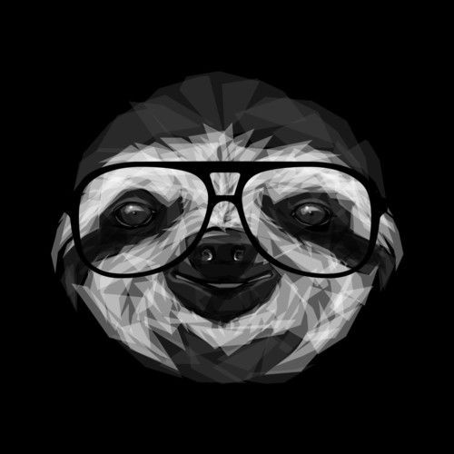 Cool geometric sloth face in glasses tattoo design