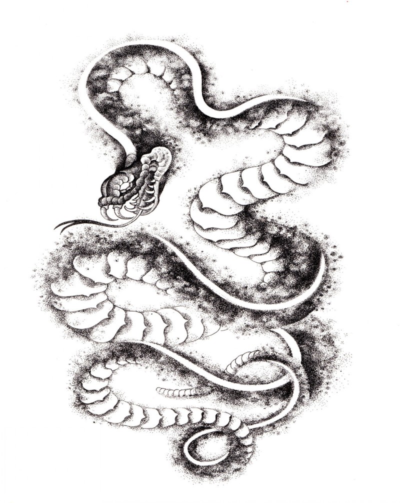 Cool long shadow snake tattoo design by Uriels Tempest