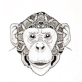 Cool mandala-patterned chimpanzee tattoo design