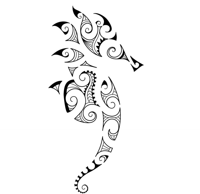 Cool maori-style seahorse tattoo design