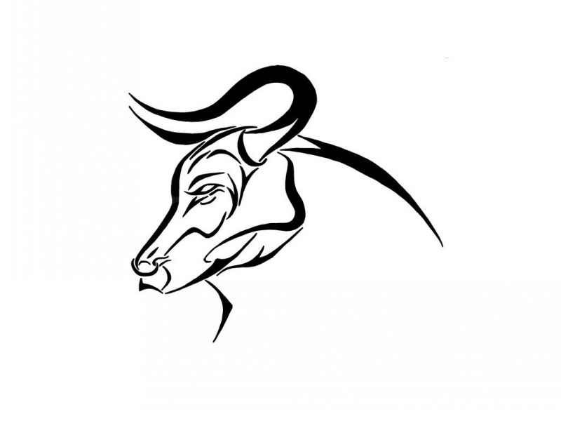 Cool outline bull with sharp horns tattoo design