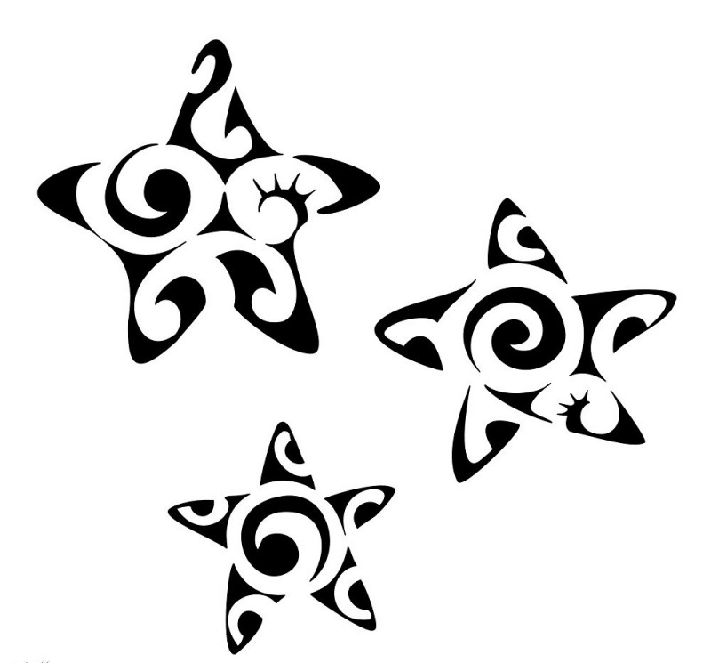 Cool polynesian-style starfish trio tattoo design
