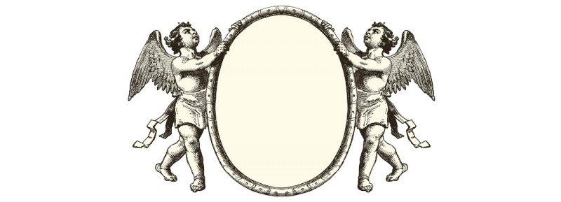 Retrato legal em moldura oval com desenho de tatuagem de decoração de anjos