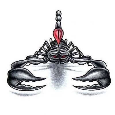Cool red-eyed hunting scorpion tattoo design