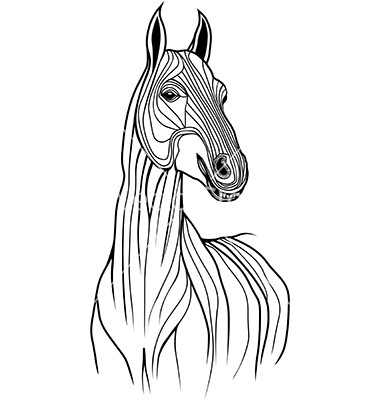 Cool striped horse portrait tattoo design