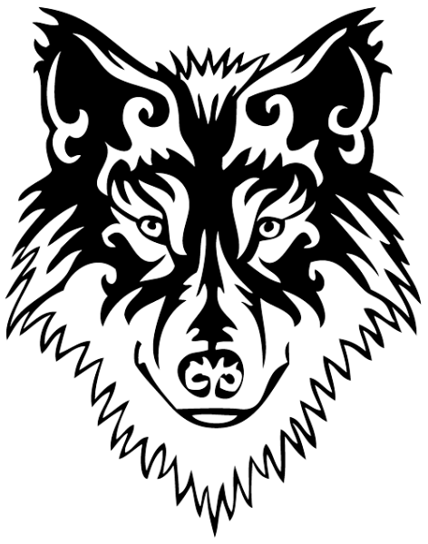 Cool tribal blak-ink wolf muzzle tattoo design