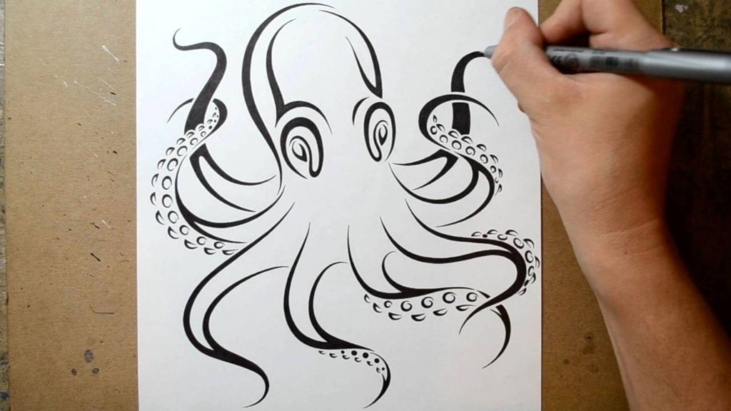 Cool tribal cartoon octopus tattoo design by Jsharts