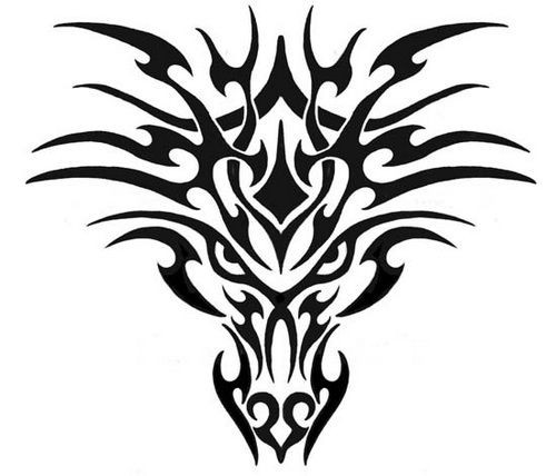 Cool tribal dragon head tattoo design