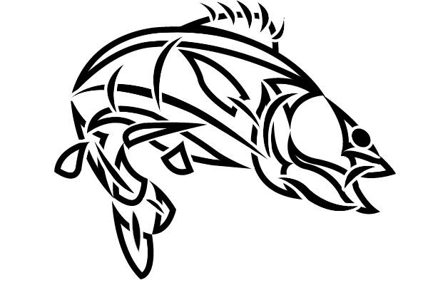 Cool tribal fish with open mouth tattoo design