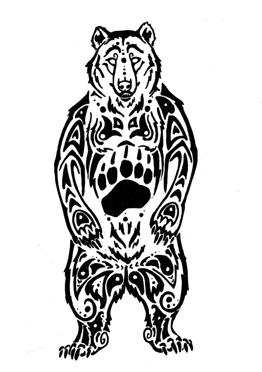 Cool tribal kodiak bear tattoo design