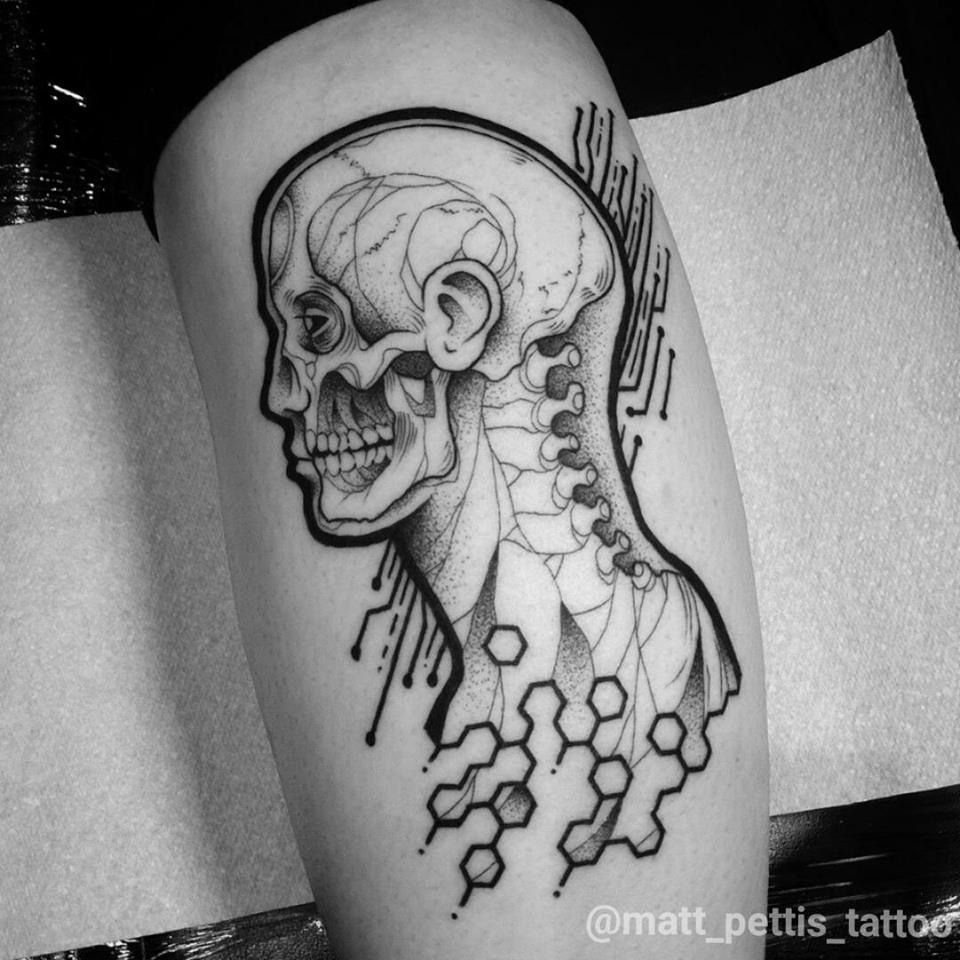 Creative human body in a cut tattoo