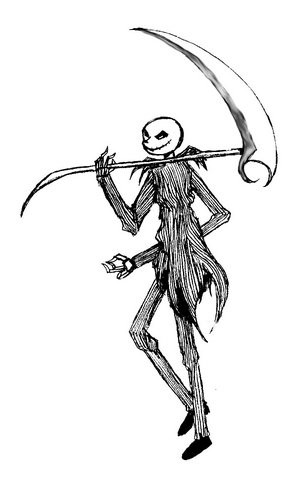 Cunning death in striped suit with a huge scythe tattoo design