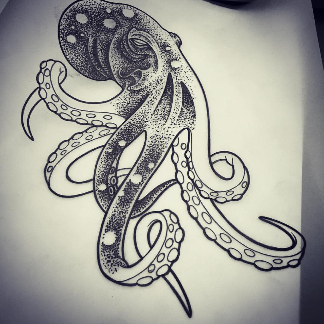 Cunning dotwork octopus tattoo design