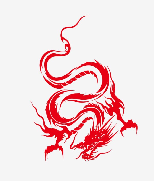 Cunning stealing up red-ink dragon tattoo design