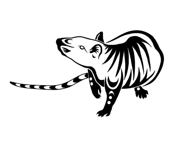Curious tribal rodent tattoo design by Sparky Com